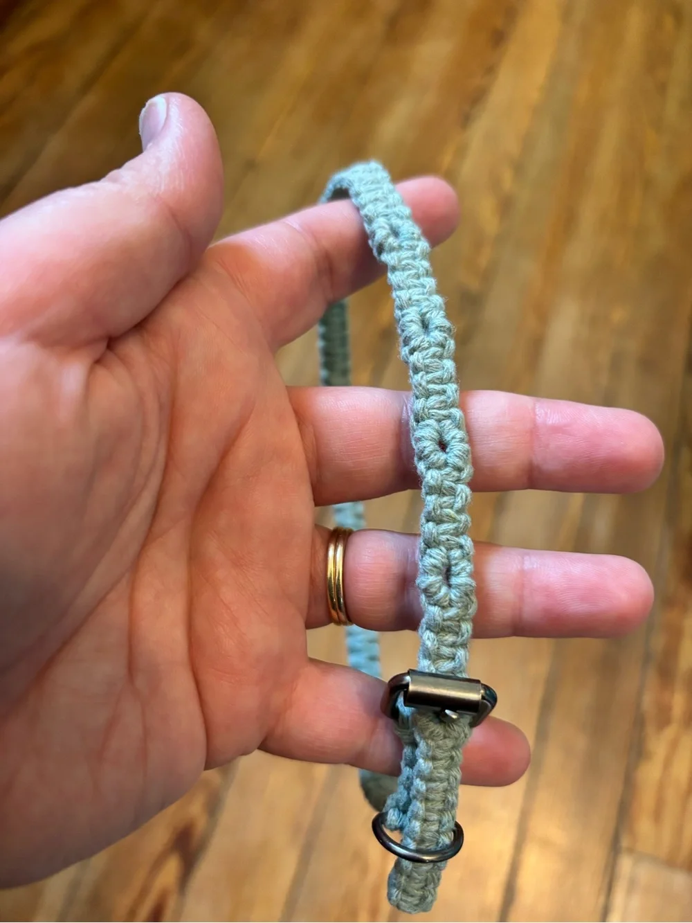Handmade Boho Macrame Adjustable Braided Light Blue Dog Collar